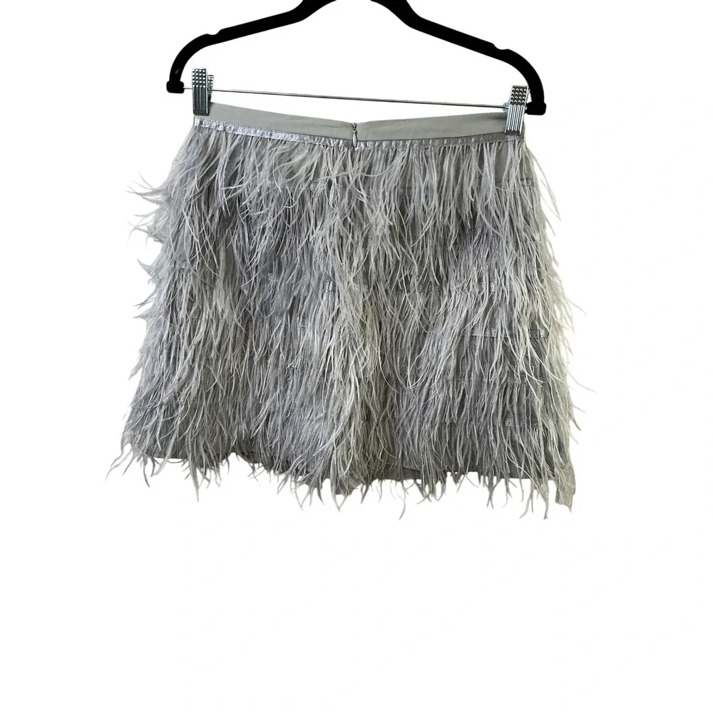 The‎ Queen  of Sparkles Grey Feather Mini Skort NWT Size L Party Glam Skirt